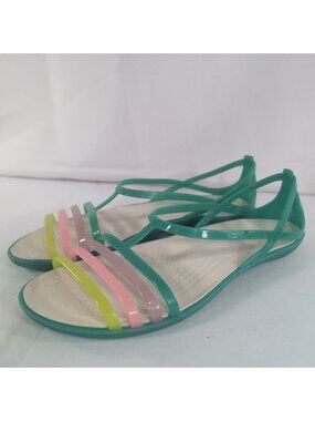 Crocs Isabella W Women's 8 Sandals Teal Blue Green Comfort Shoes Multi 202465